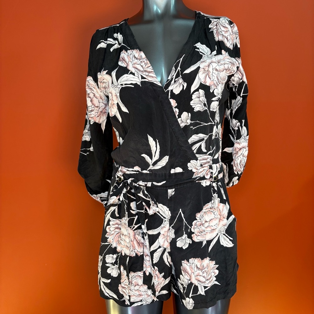 Yumi Kim Liz Black & Pink Floral Romper